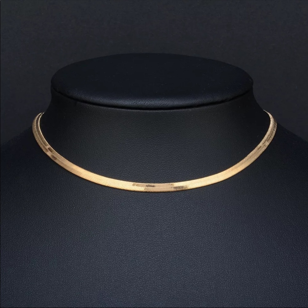 NEW GOLD HERRINGBONE NECKLACE - Picture 2 of 3
